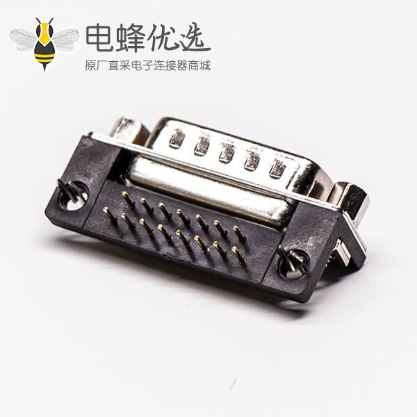 dsub15针接线公座90&deg;焊板白胶车针鱼叉脚铆锁镀金接PCB板