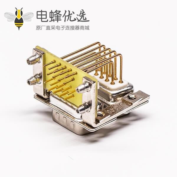 D-SUB双胞胎9公对9公弯式插板穿孔19.05铆锁接PCB板