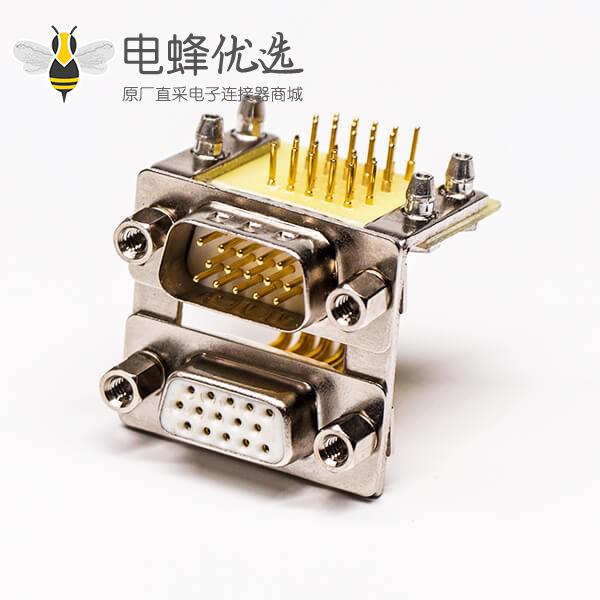 D-SUB双胞胎焊接三排15公对三排15母19.05铆锁白胶接PCB板