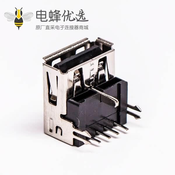 usb type a 插座母头弯式三脚定位鱼叉脚插板