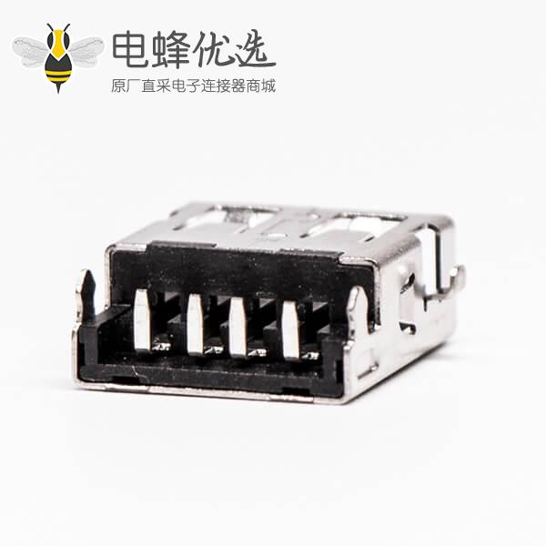 usb type-a接口弯式母头沉板四脚插板