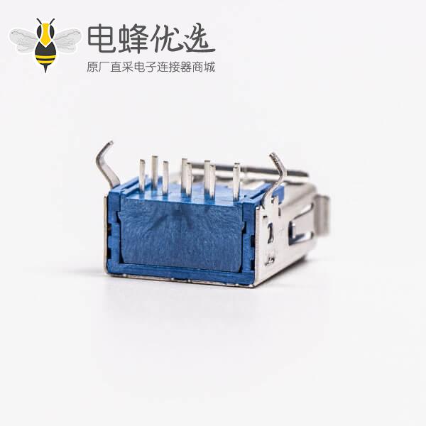 usb3.0a型母头弯式蓝色胶芯弯脚DIP插板