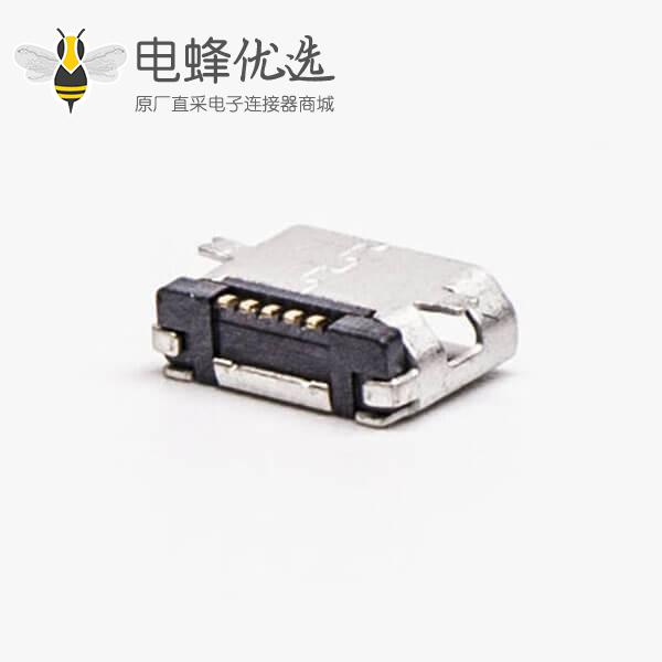 micro usb 接口B型母头SMT全贴板5针平口连接器