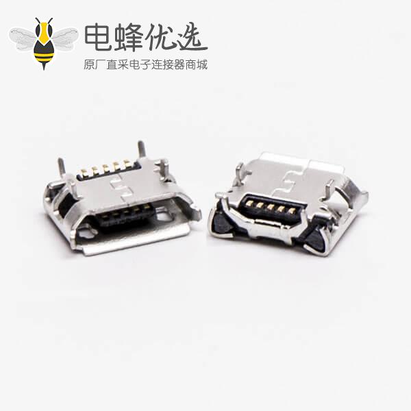 micro usb b接口5p SMT B型牛角型直式连接器5.65-4.85