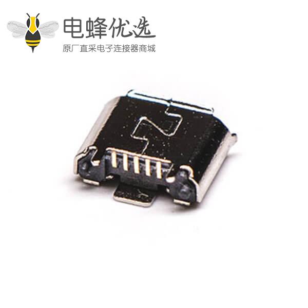 micro B usb接口母座B型5针180&deg;SMT立贴式连接器