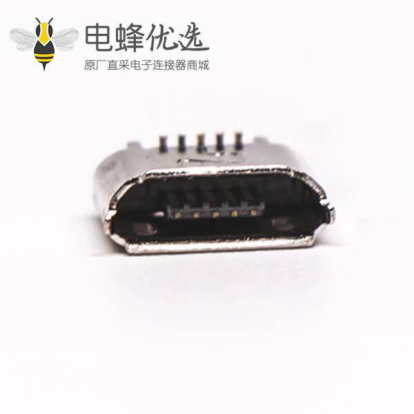 micro B usb接口母座B型5针180&deg;SMT立贴式连接器