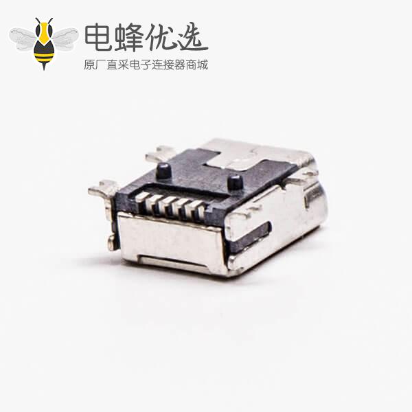 micro usb b型mini母头B型5针90&deg;SMT贴板式接头