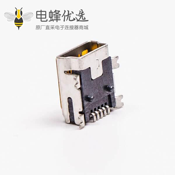 micro usb b型mini母头B型5针90&deg;SMT贴板式接头