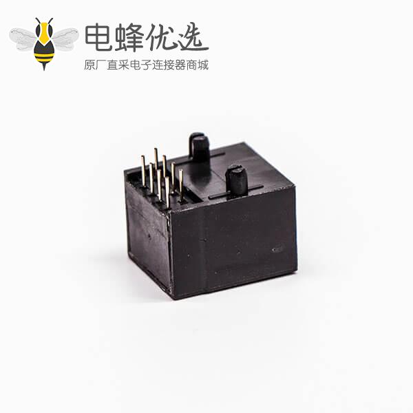 rj45母座接口8P8C黑色90度不带屏蔽不带灯接PCB板