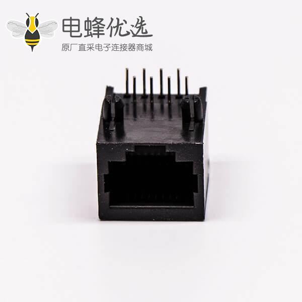 rj45母座接口8P8C黑色90度不带屏蔽不带灯接PCB板