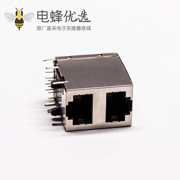 双口rj45插座90度带屏蔽无灯无弹片母座