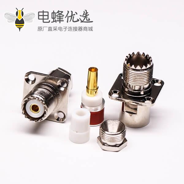 uhf同轴连接器母头直式UHF-SL16-J-4螺母锁紧带法兰接线