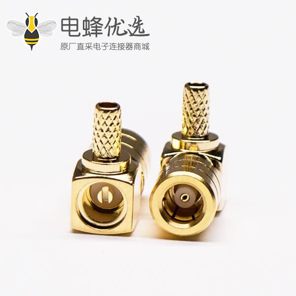 优质射频同轴连接器公头弯式压接SMB电缆RG174