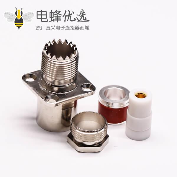 uhf法兰连接器母头直式螺母锁紧UHF-SL16-KF9