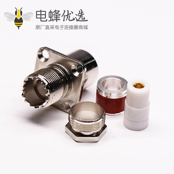 uhf法兰连接器母头直式螺母锁紧UHF-SL16-KF9