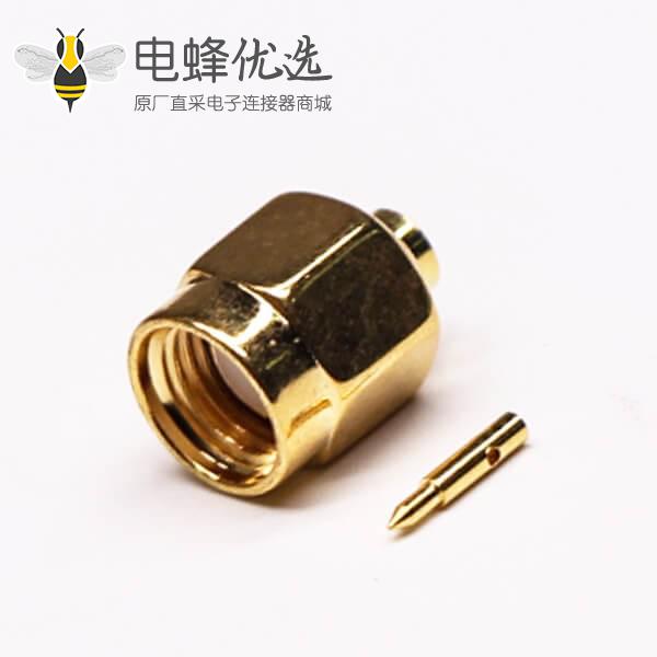 SMA直公头180度射频同轴连接器镀金焊接接线