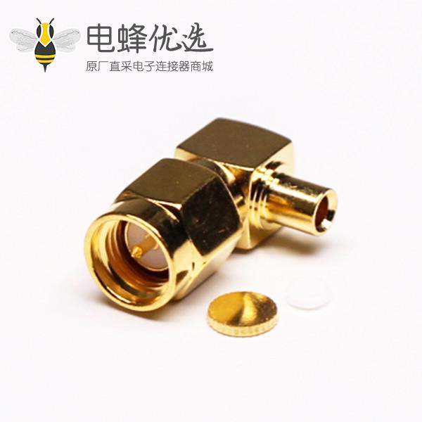 SMA公头射频线90度镀金焊接同轴线缆