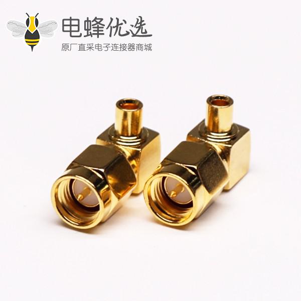 SMA公头射频线90度镀金焊接同轴线缆