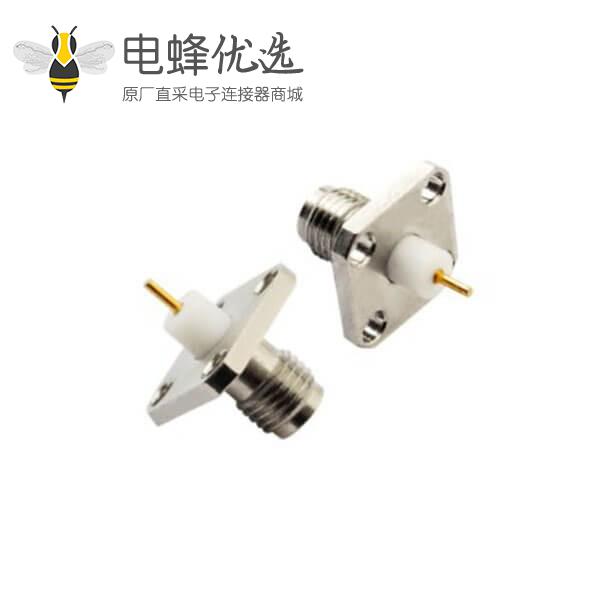sma头连接器4孔法兰座直式母头面板安装