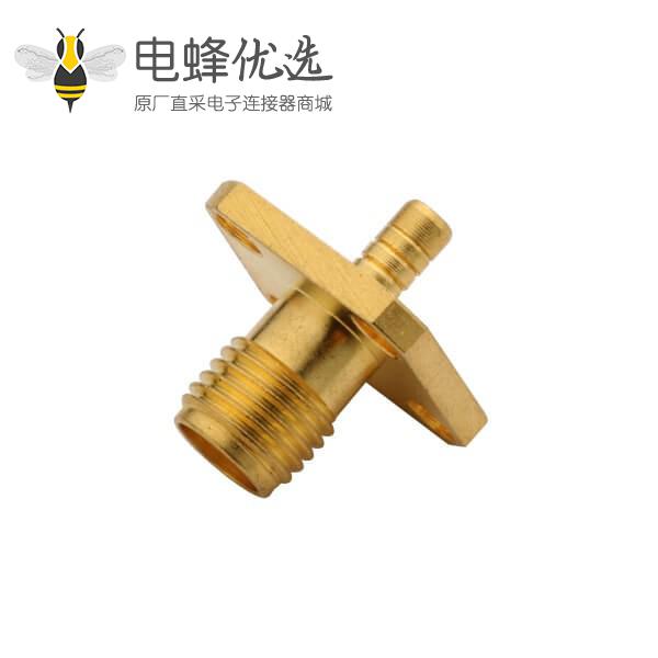 sma同轴电缆连接器直式法兰盘4孔母头