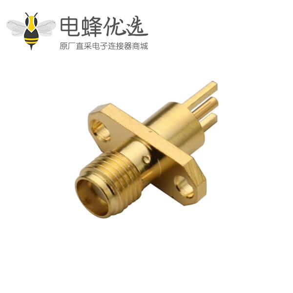 sma母头直式镀金法兰盘2孔连接器面板安装