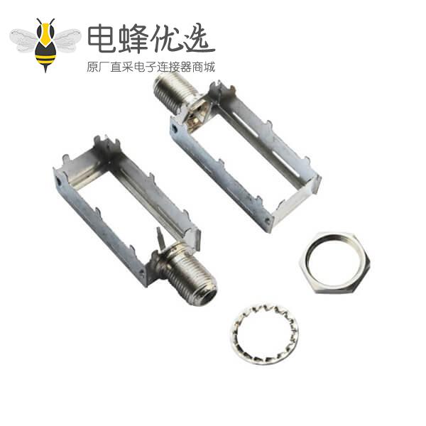 f 型射频连接器同轴弯式穿墙式母头带屏蔽罩