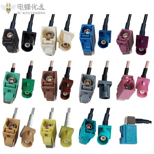 FAKRA母头SMB弯母RG174线直公汽车连接器转接线ABCDEGHKZ线长