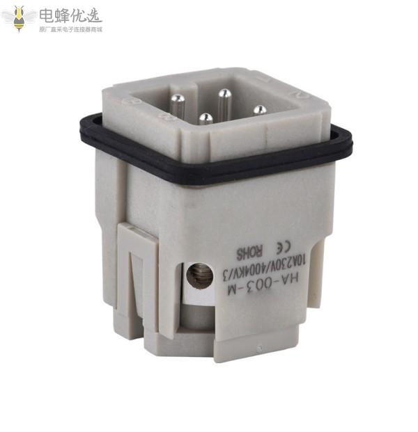 矩形重载连接器热流道温控箱接线盒插座3+1针4针公芯母芯