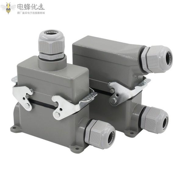 6/10/16/24芯高底座重载HDC连接器顶侧双出口防水航空插头插座