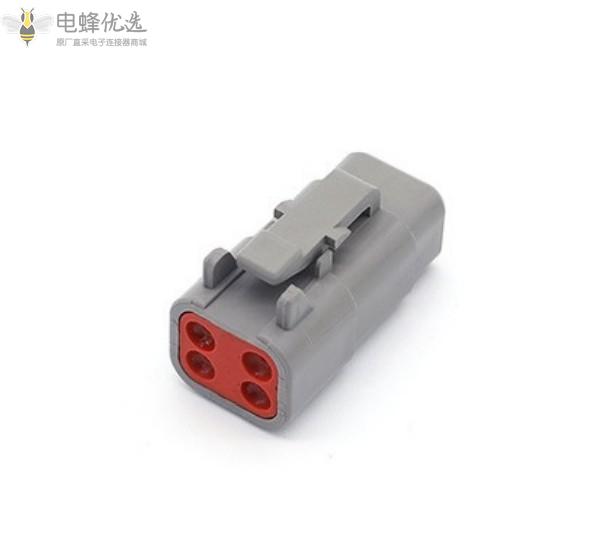 04-4P4孔汽车连接器250V防水灰色接插件公母头接线端子