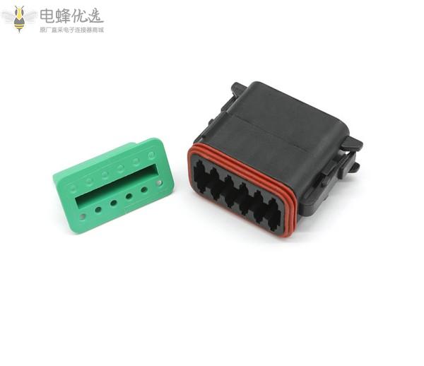 06-12S-E004厂家汽车防水连接器12孔13A国产接插件黑色插头