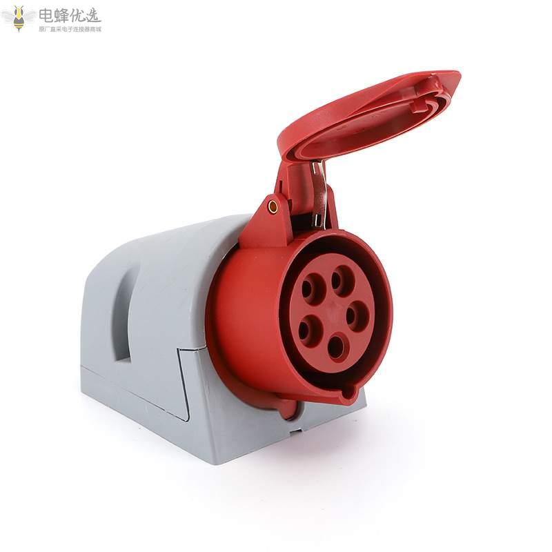 航空16A工业连接器插座IP44明装插座五孔5芯防水250V工业插座