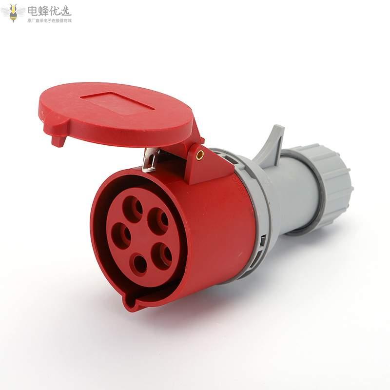 五孔5芯航空防水IP44防尘工业连接器16A工业插座250V