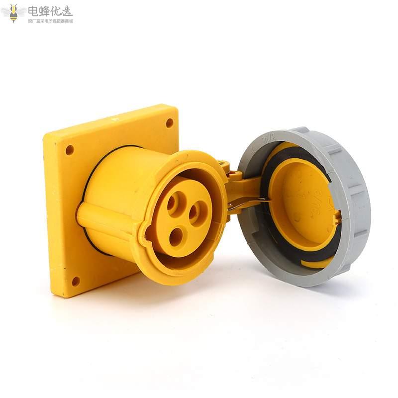 16A工业暗装插座供应黄色防水IP67工业250V连接器