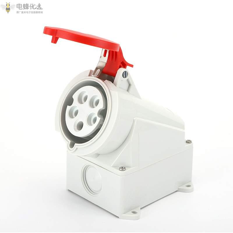 IP44防水工业连接器5芯欧标16A32A250V明装插座3P+E+N