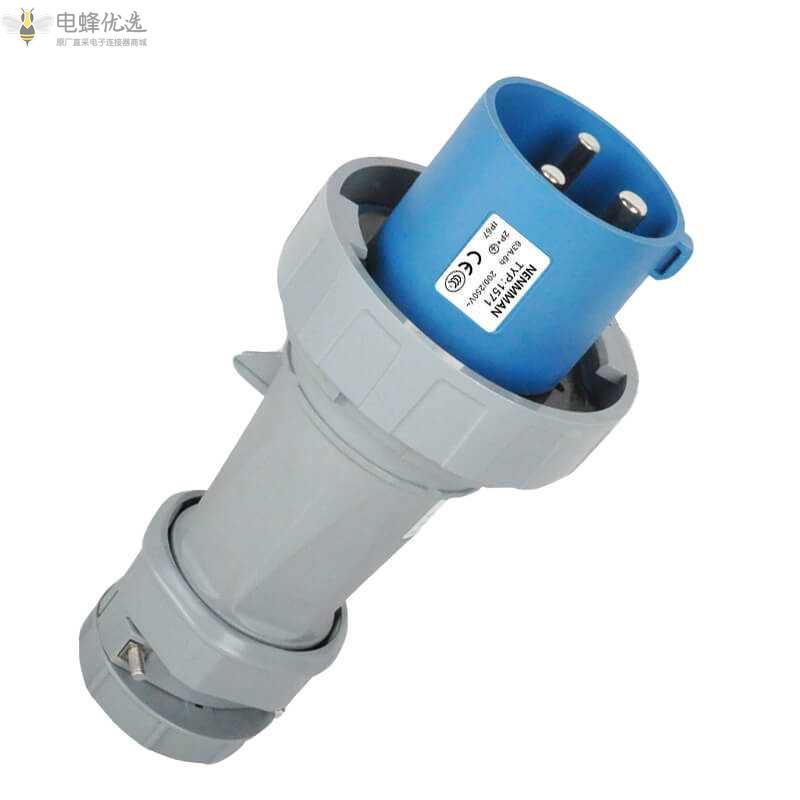 TYP-1571工业连接器3芯63A400V防水插头IP67防水工业插头2P+E