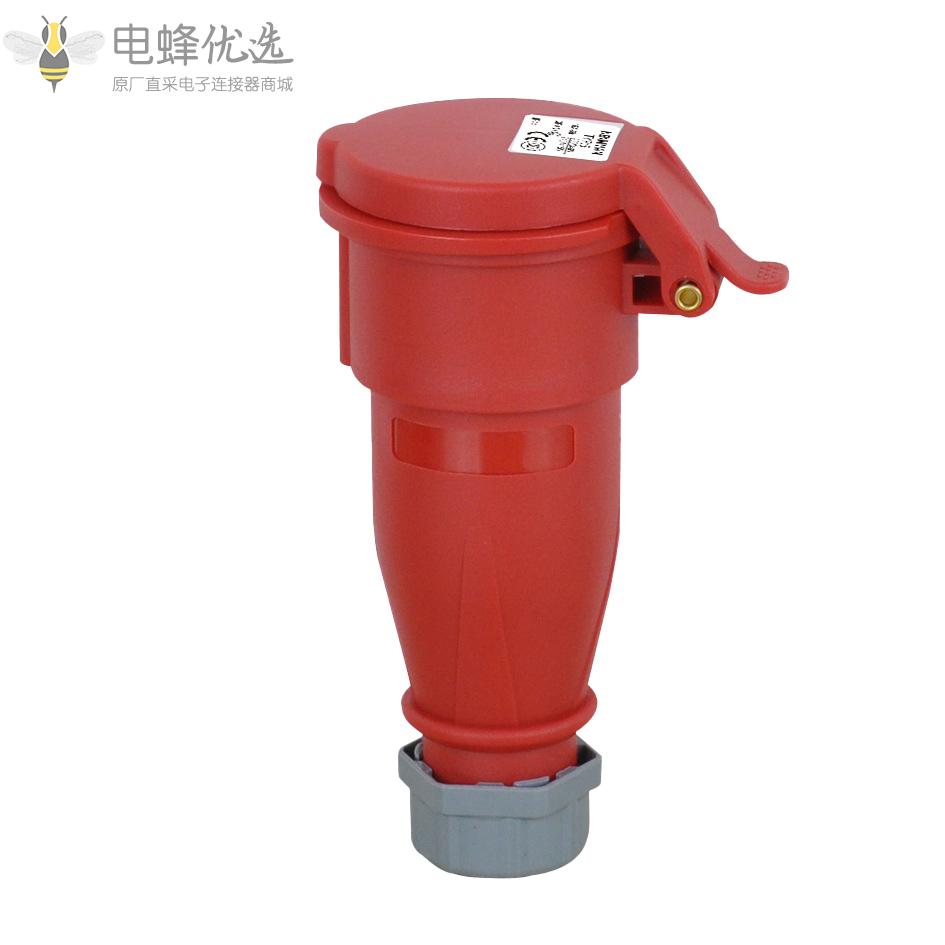 欧标TYP5工业连接器16A400V红色5芯3P+E+N防水防爆IP44