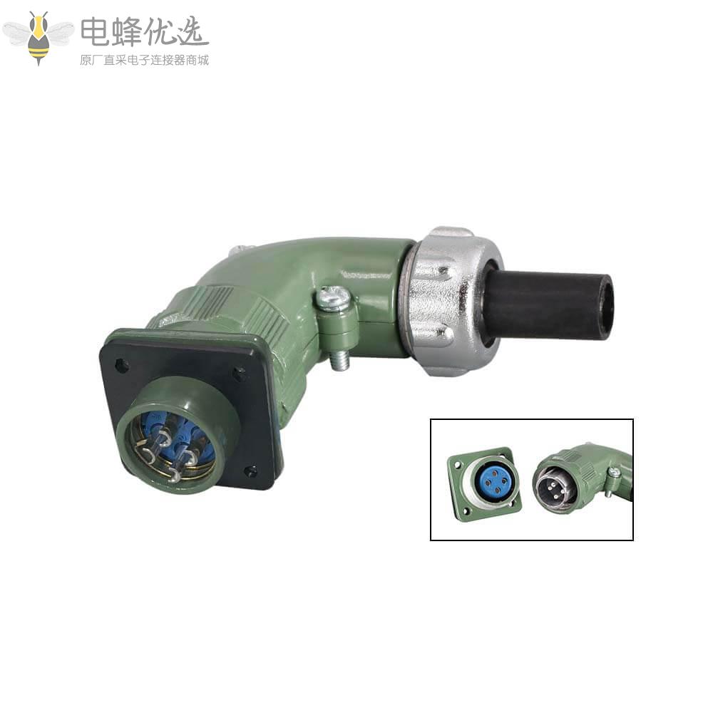 原厂直发YD20反装4芯弯式TS+Z航空连接器25A400V公头母座2P+PE