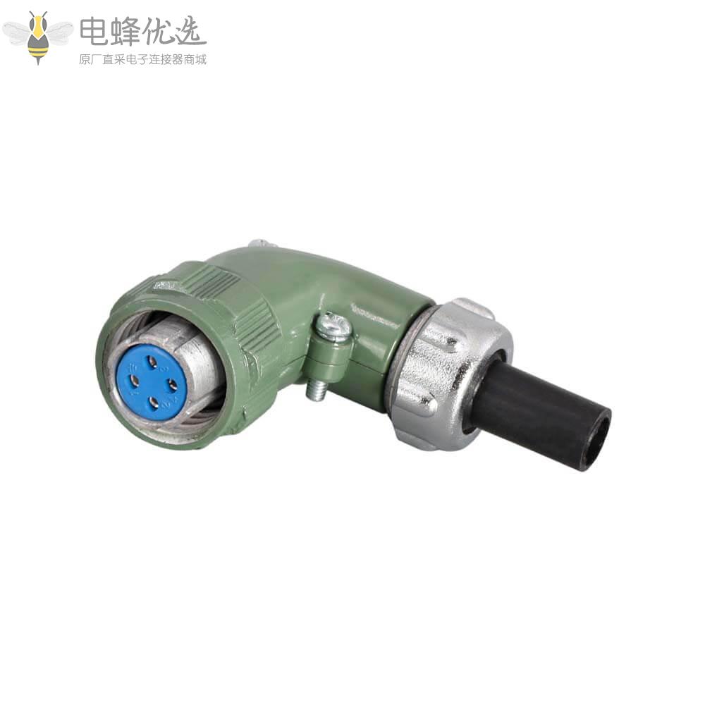 正装4芯YD20弯式TS航空连接器25A400V母头带胶套2P+PE