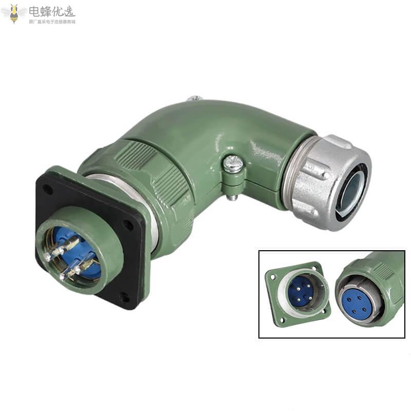公母对接式4芯弯式YD28正装TR+Z母插头公插座25A500V航空连接器