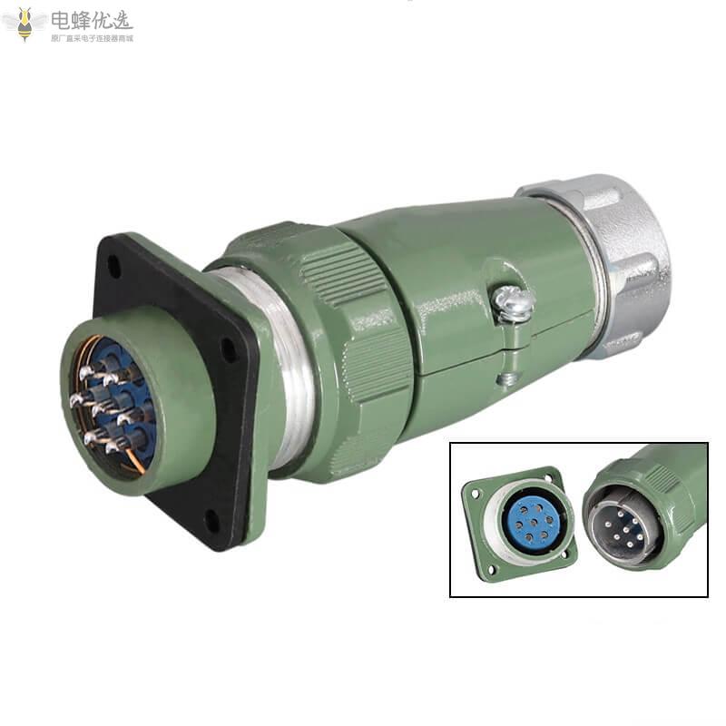 防水直式25A500V航空连接器YD28-7芯反装TP+Z公插头母插座