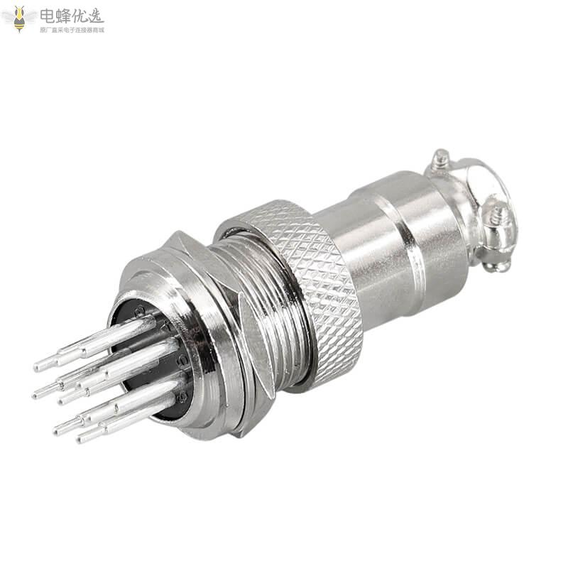 标准款GX16-8芯直针4A125V航空连接器PCB焊板式插头插座