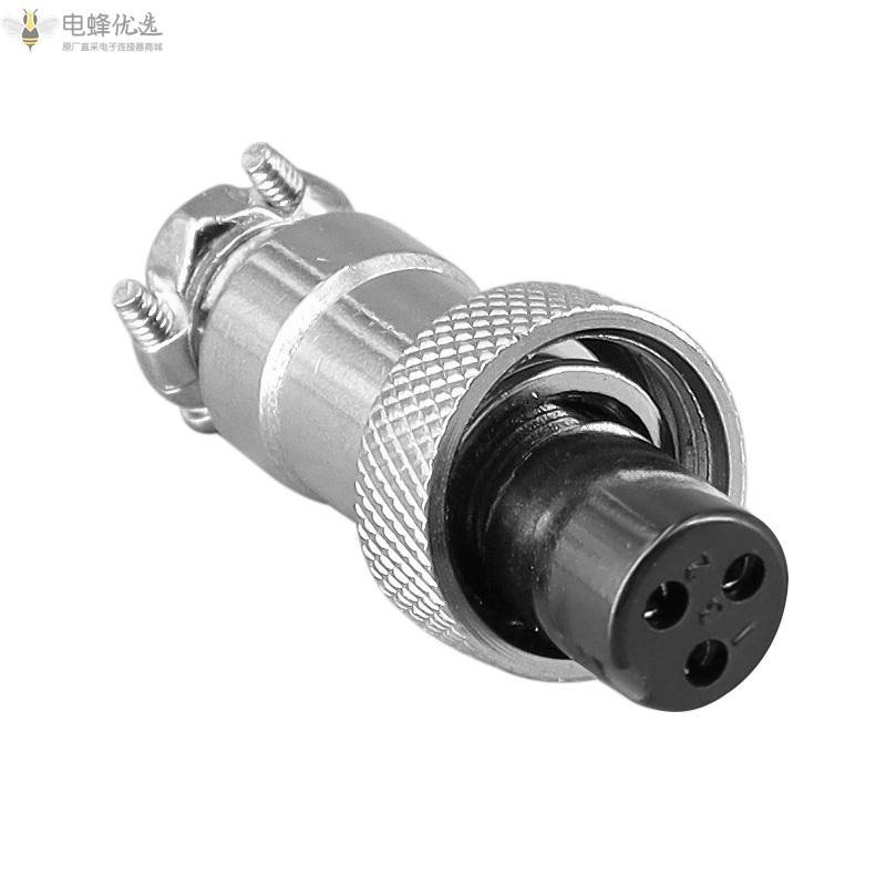 圆形GX12直式3芯母头5A125V航空连接器防腐抗氧化航空插头