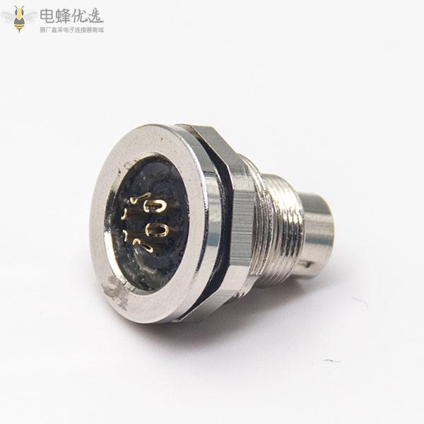 M9圆形防水连接器直式公头6pin前锁穿墙接面板接线焊线式插座带屏蔽厂家定制