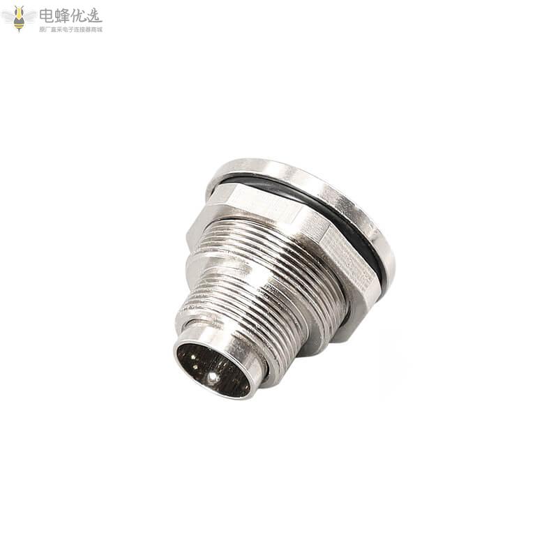 M9圆形防水连接器直式公头5pin焊线式航空插座前锁穿墙面板接线连接器厂家定制