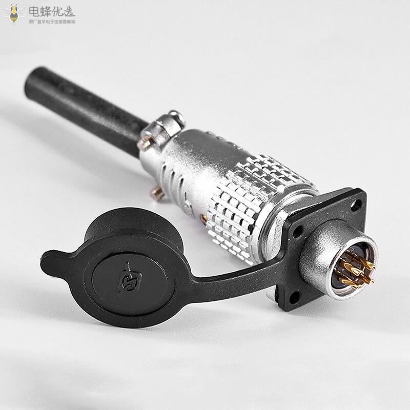 TP124芯插头插座四孔法兰连接器带橡胶防尘盖厂家批发