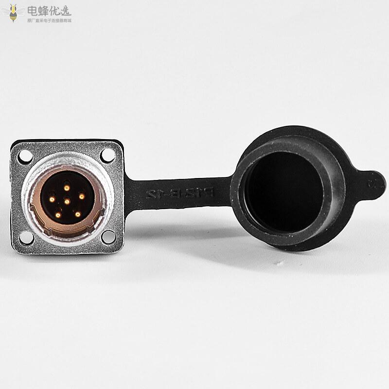 TP12_6芯插头插座四孔法兰连接器带橡胶防尘盖厂家批发