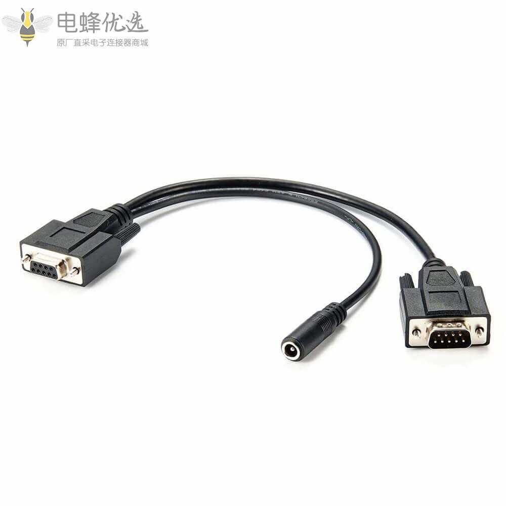 DB9公转DB9母和DC5.5X2.1直流电源分配器电缆线CAN总线数据记录仪电源线连接线0.5m