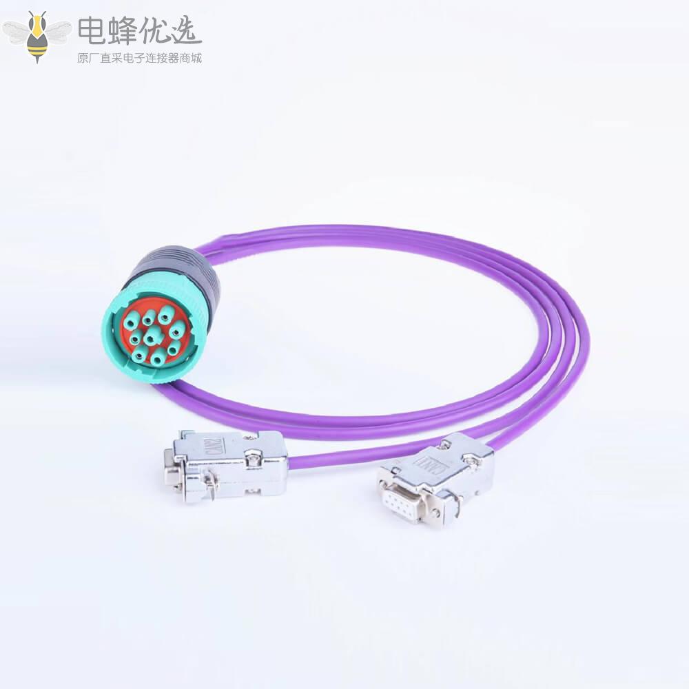 电蜂J1939系列9芯转两个D_SUB_9芯母头接1米线束厂家直供
