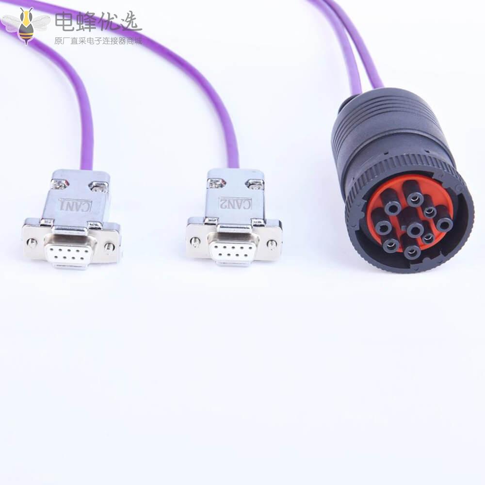 电蜂双D_SUB9芯母转J1939系列9芯公头接1米线材生产厂家直供